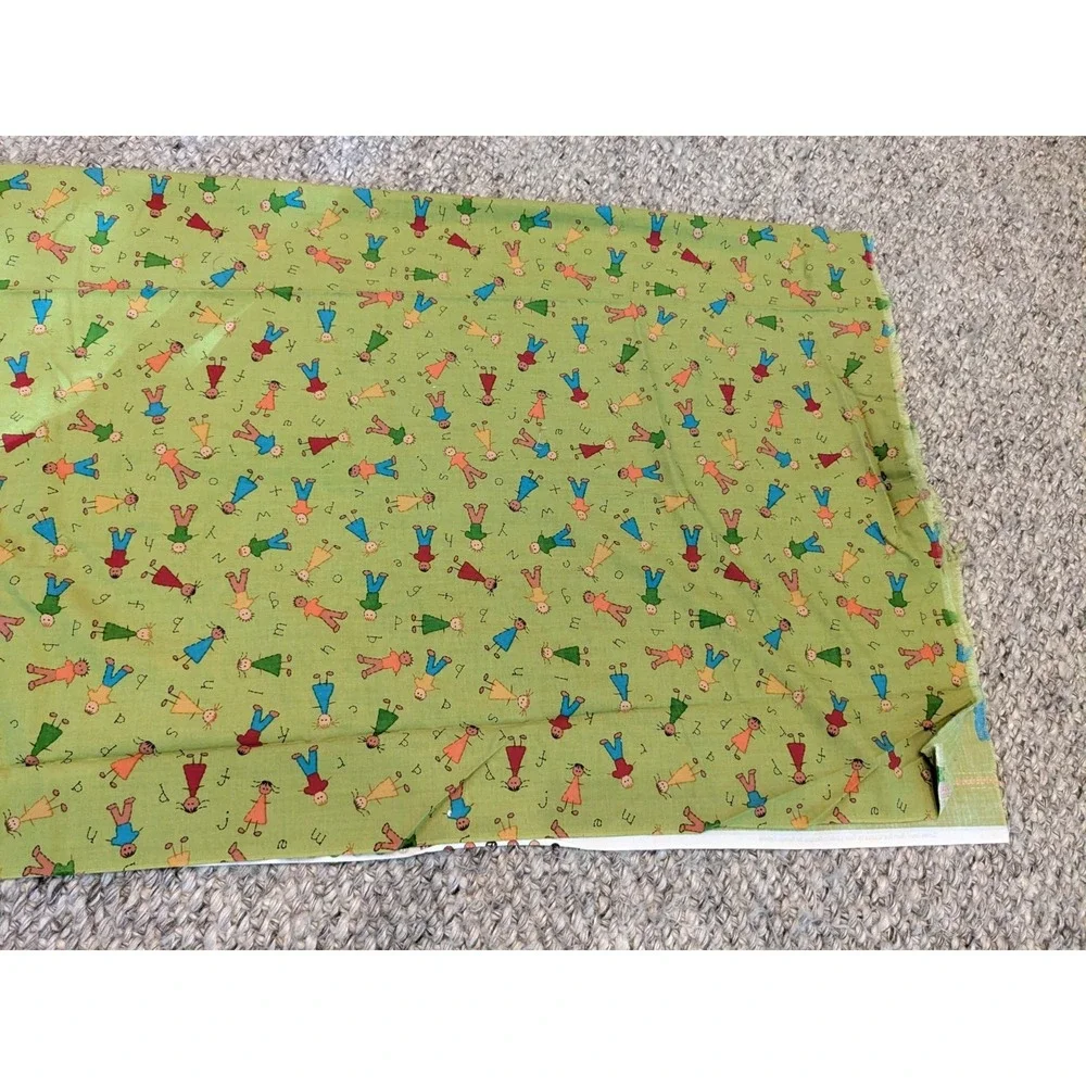1.7 Yard Vintage Y2K Green School Days Kids Children Quilting Fabric 62x40‎